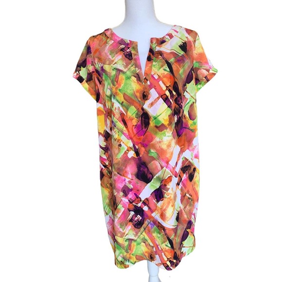 Marc New York Andrew Marc Dresses & Skirts - Marc New York Andrew Marc Dress Size 12 Multicolor Short Sleeve V-Neck